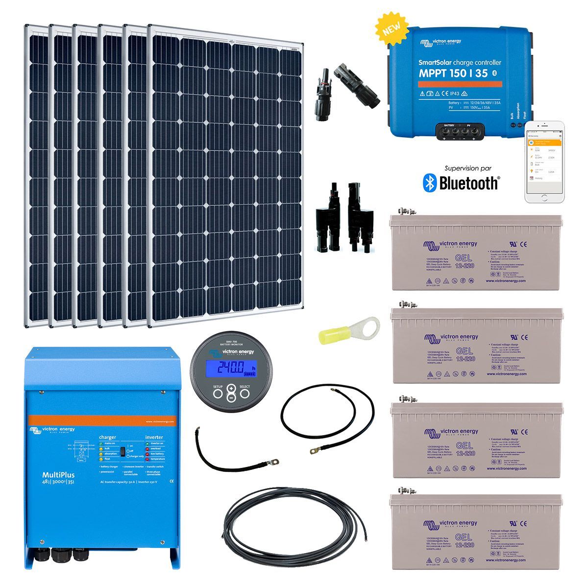 Kit Solaire Autonome Hybride 1800w