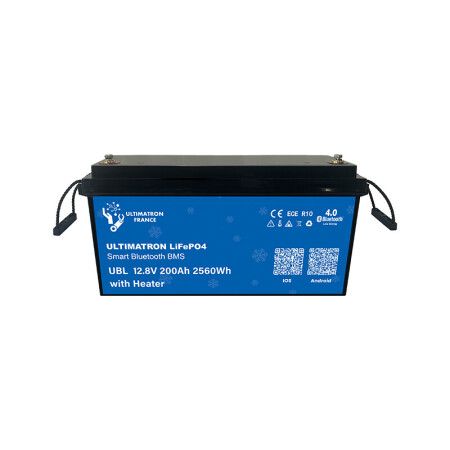 Ultimatron Batterie Lithium 12.8V 200Ah PRO LiFePO4 Smart BMS Avec Bluetooth - Version chauffante