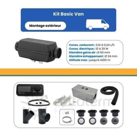 AUTOTERM - Kit Air 2D Basic Van - montage ext&eacute;rieur - 12 Volts