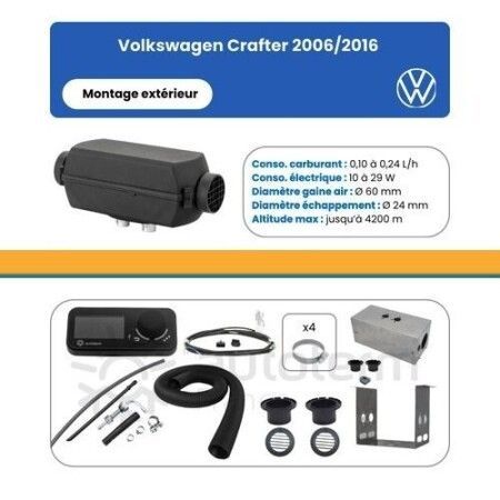 AUTOTERM - Kit Air 2D pour Volkswagen Crafter 2006/2016 - montage ext&eacute;rieur - 12 Volts