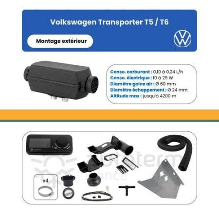 AUTOTERM - Kit Air 2D pour Volkswagen T5 / T6 - montage ext&eacute;rieur - 12 Volts