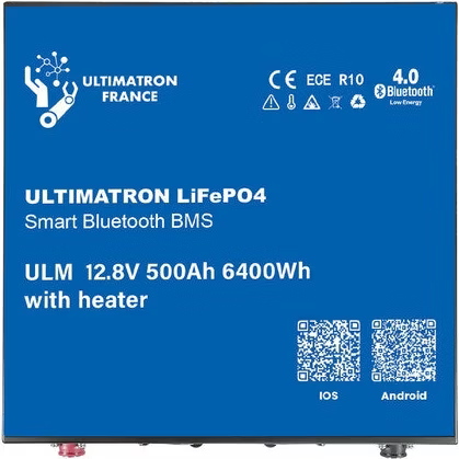 Ultimatron Batterie Lithium sous si&egrave;ge 12.8V 500Ah LiFePO4 Smart BMS Avec Bluetooth - Version chauffante