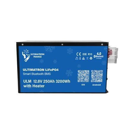Ultimatron Batterie Lithium sous si&egrave;ge 12.8V 250Ah LiFePO4 Smart BMS Avec Bluetooth - Version chauffante 1