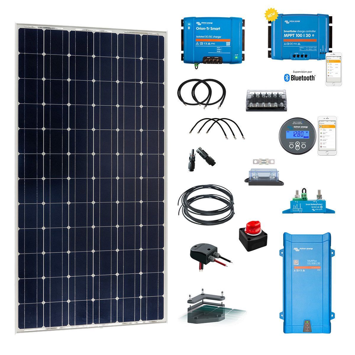 Kit solaire campingcar 305W 12V full options Avec et sans batterie