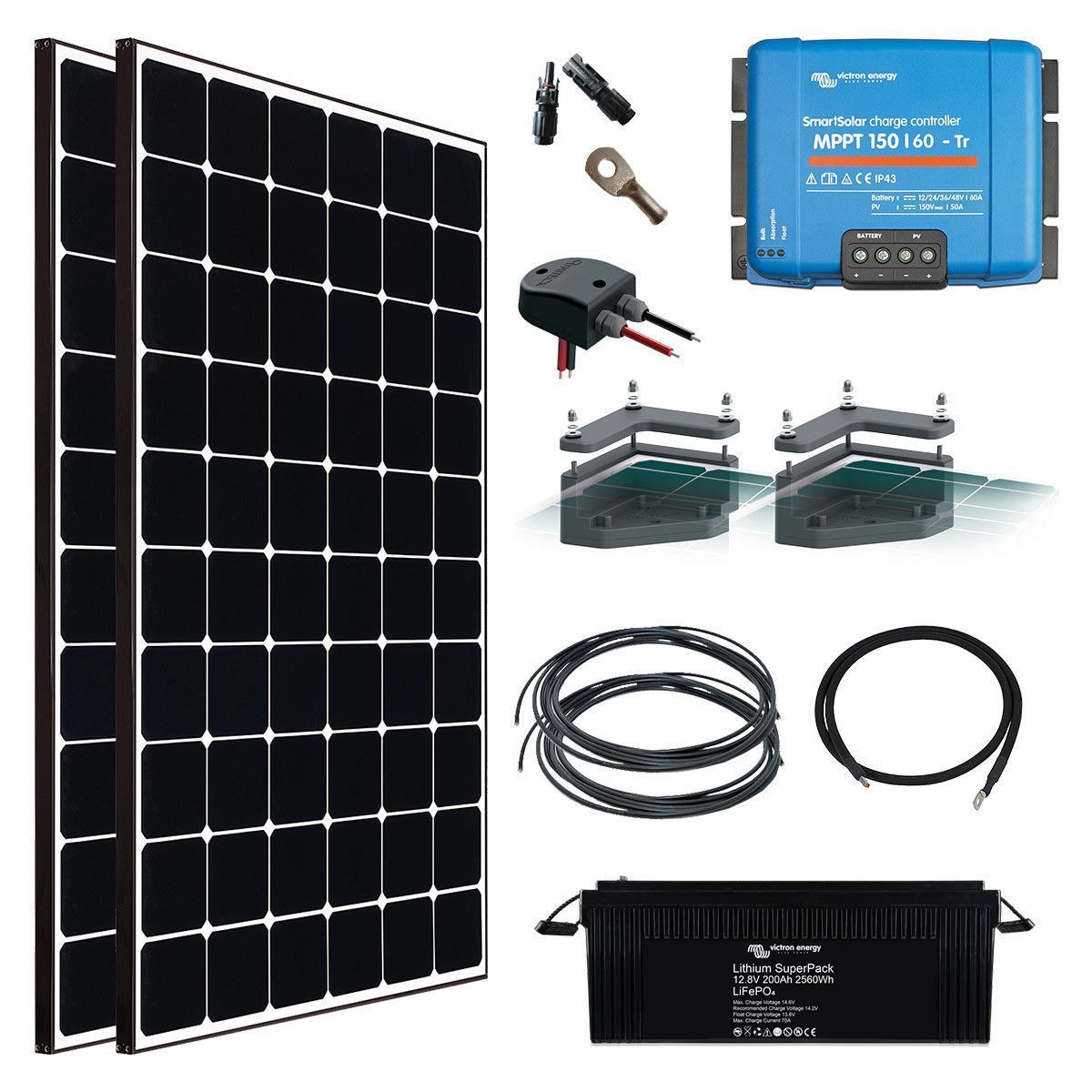 Kit solaire premium pour véhicule 2x370W (740W) Batterie Lithium