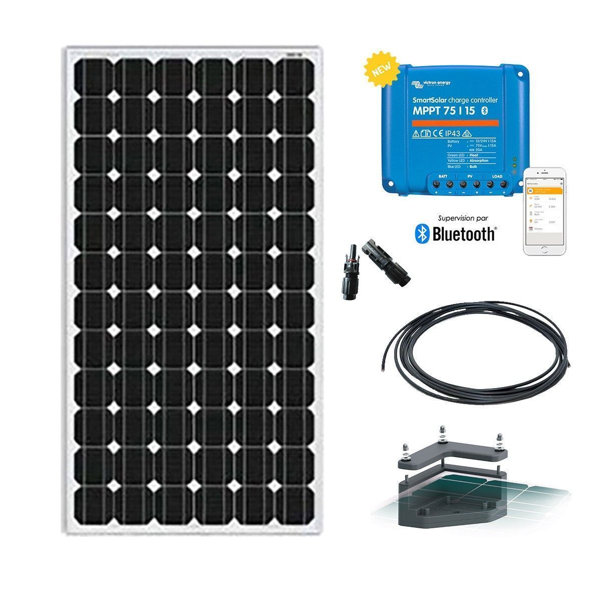 Kit solaire camping car 175W 12V Batterie en option