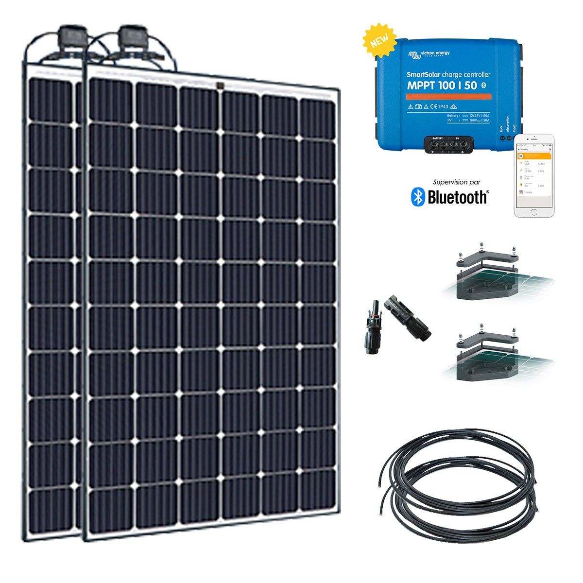 Kit solaire campingcar 560W 12 ou 24V antichocs