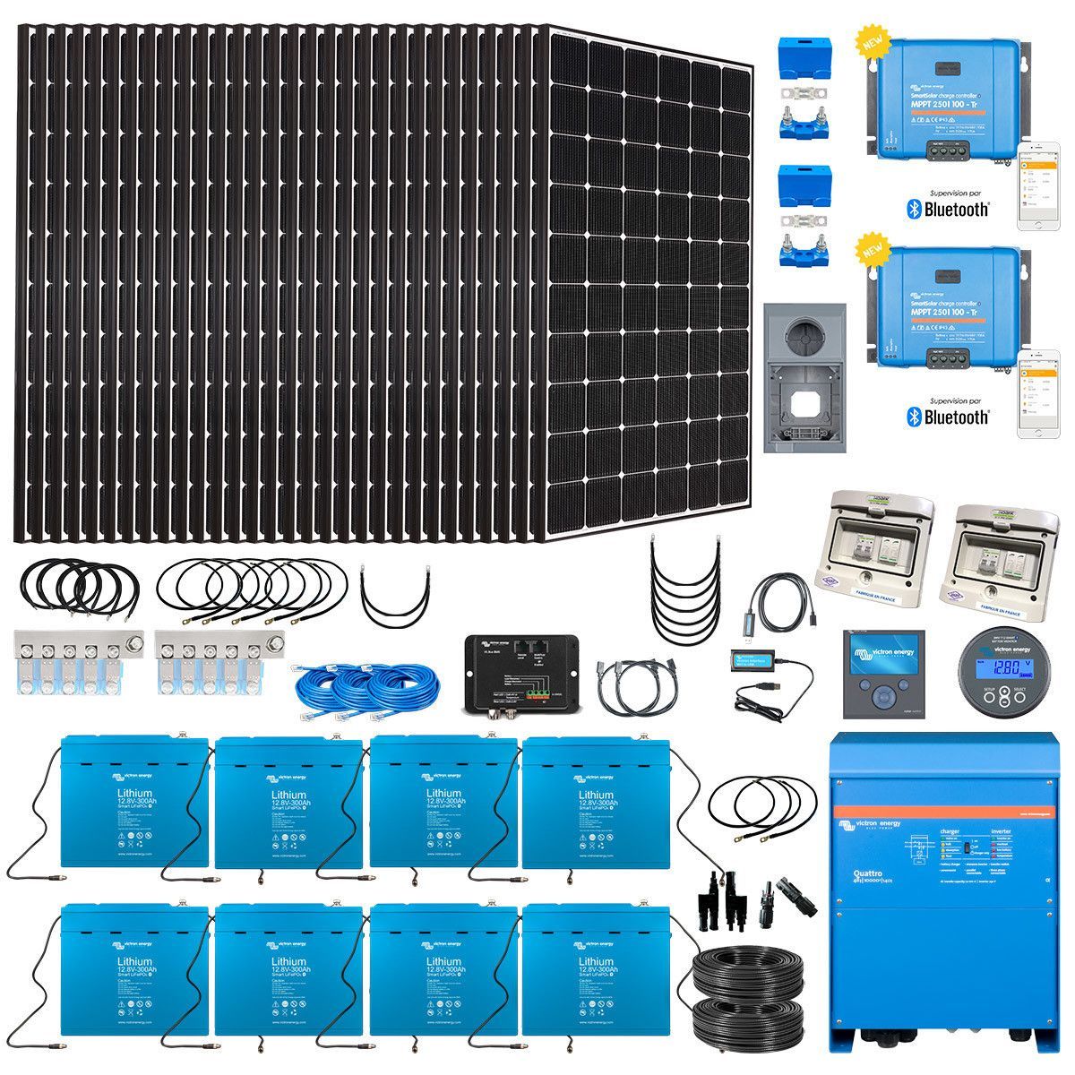 Kit Solaire 9900w Hybride Lithium Quattro 230v 10kva