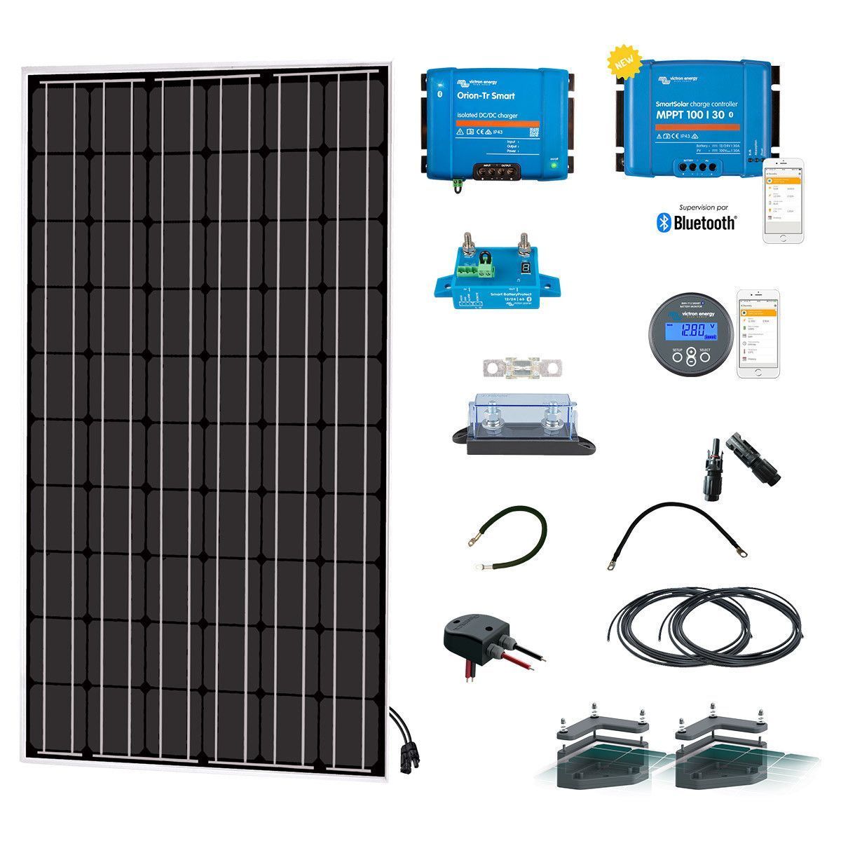 Kit solaire campingcar 300W 12V full options Avec et sans batterie