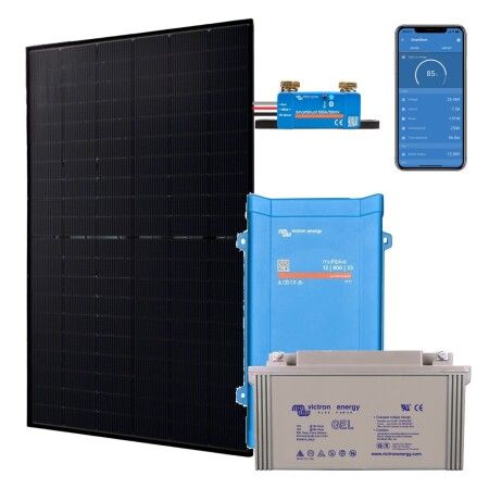 Kit solaire hors r&eacute;seau 500W hybride 800VA : panneau Jolywood 500W, Victron MultiPlus 800VA, batterie GEL 165Ah et SmartShunt